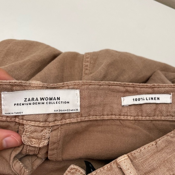 Zara wide leg linen pants trousers high rise blogger fave europe minimalist work - Picture 4 of 13